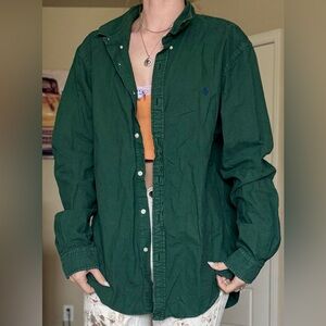 Vintage 90’s Green Polo Ralph Lauren Button Down Casual Shirt XL